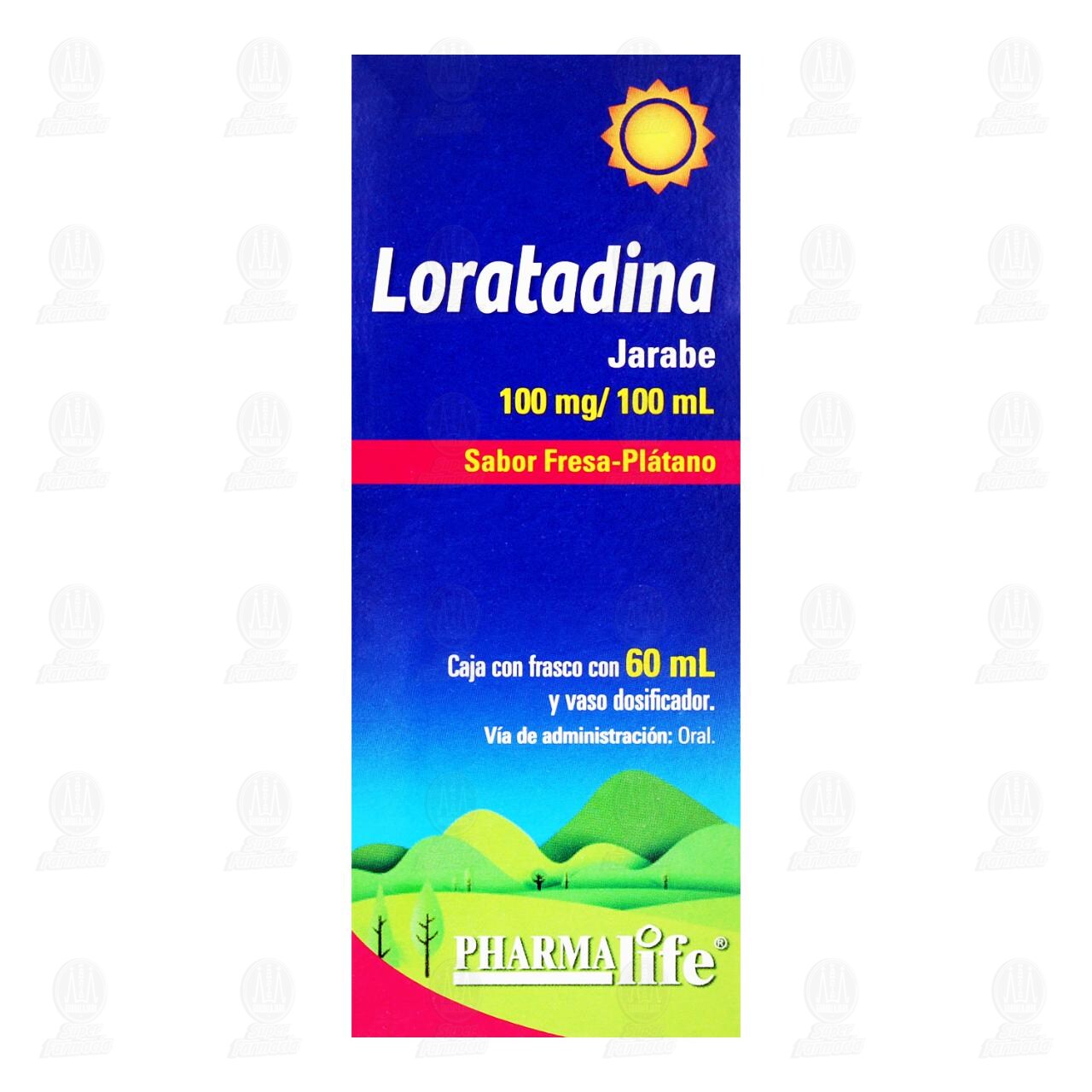 Loratadina Jarabe Sabor Fresa Pl&aacute;tano 100mg/100ml, 60 ml Pharmalife. image number 1