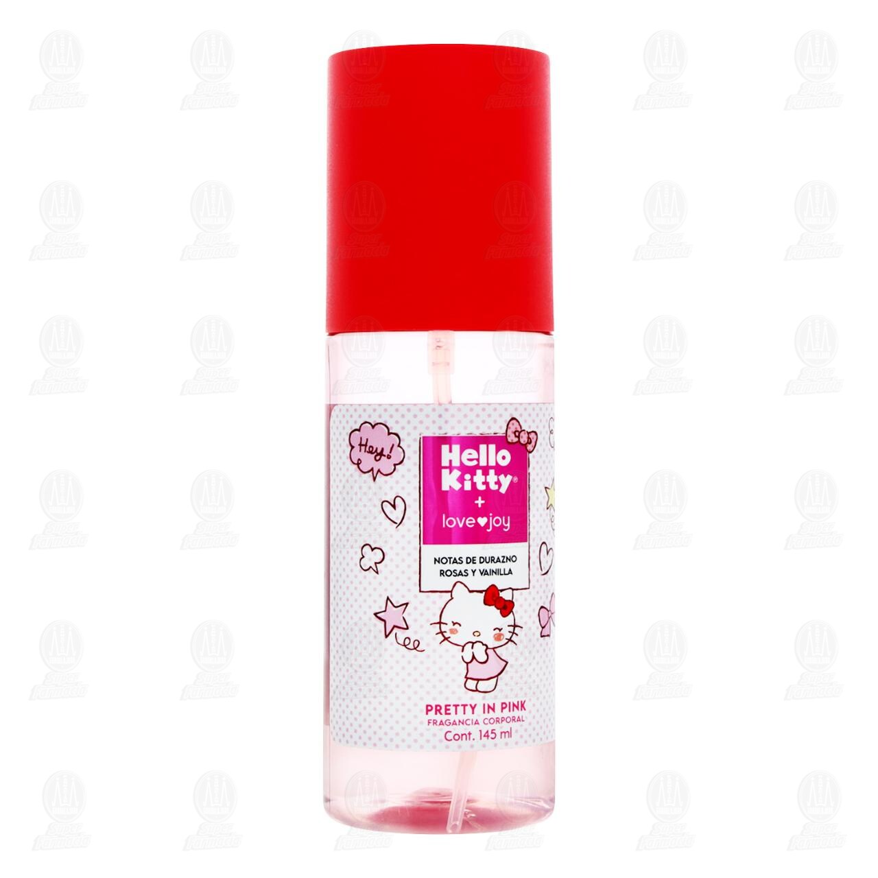 Fragancia Corporal Love Joy Hello Kitty Pretty in Pink Notas de Durazno Rosas y Vainilla, 145 ml. image number 0
