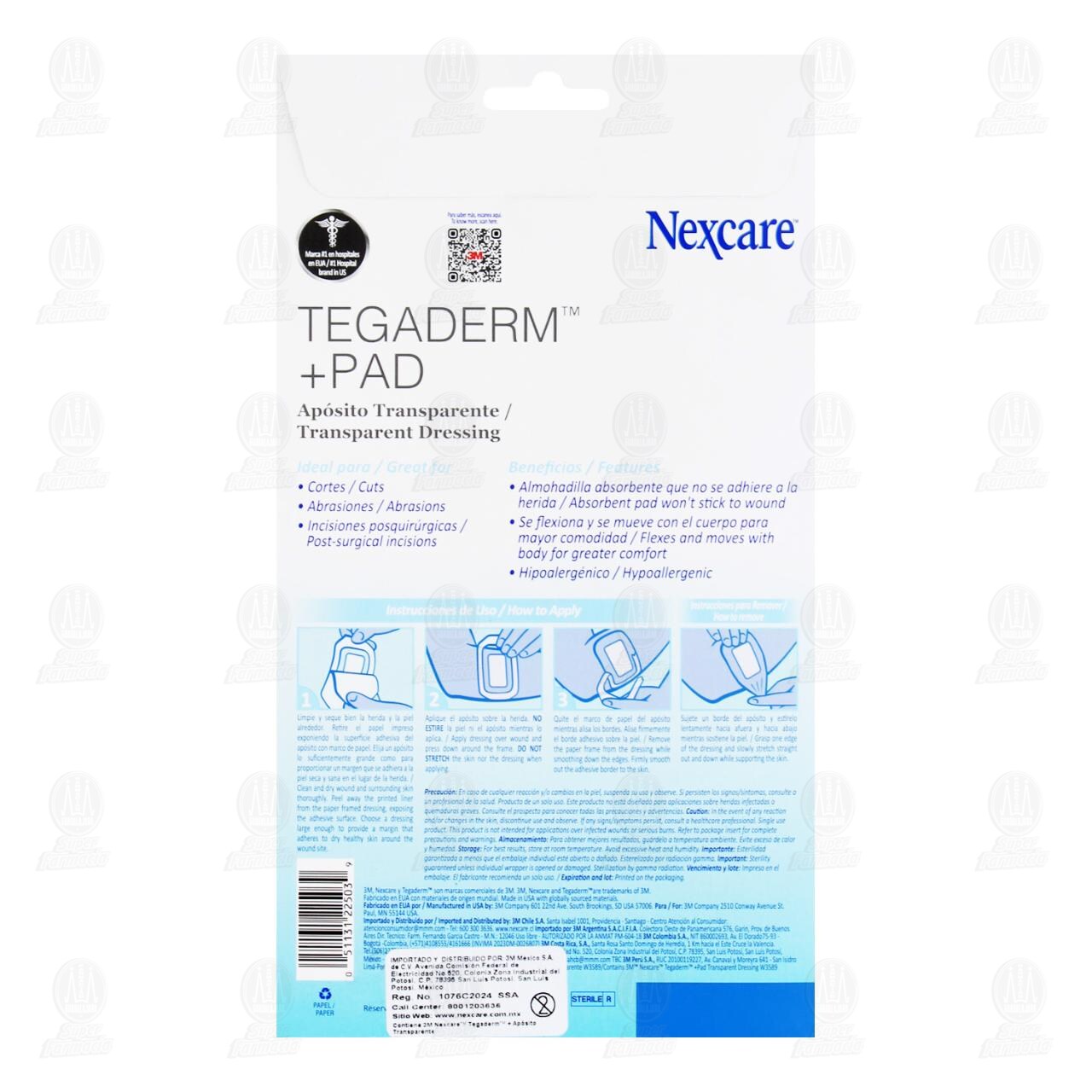 3M Nexcare Ap&oacute;sito Tegaderm + Pad Transparente 9cm x 15cm, 1 pz. image number 1