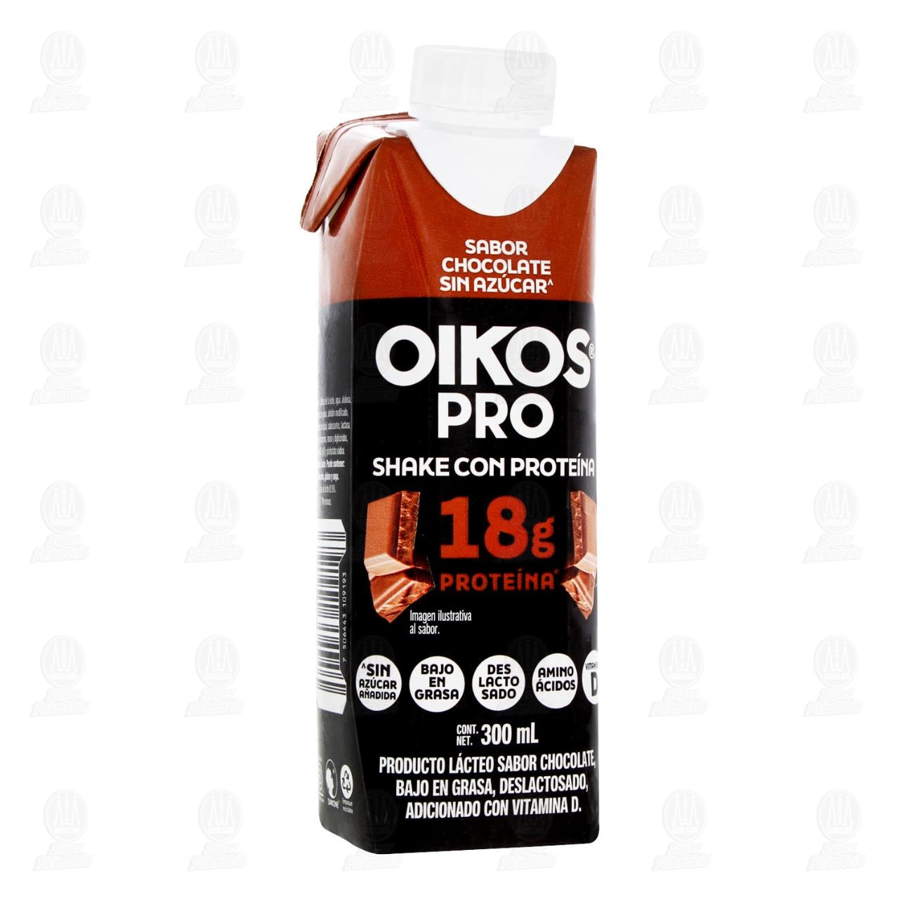 Bebida L&aacute;ctea Oikos Pro Shake con Prote&iacute;na Sabor Chocolate Sin Az&uacute;car, 300 ml.