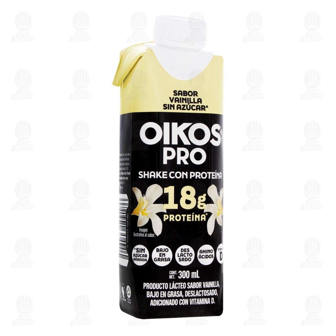 Bebida L&aacute;ctea Oikos Pro Shake con Prote&iacute;na Sabor Vainilla Sin Az&uacute;car, 300 ml.