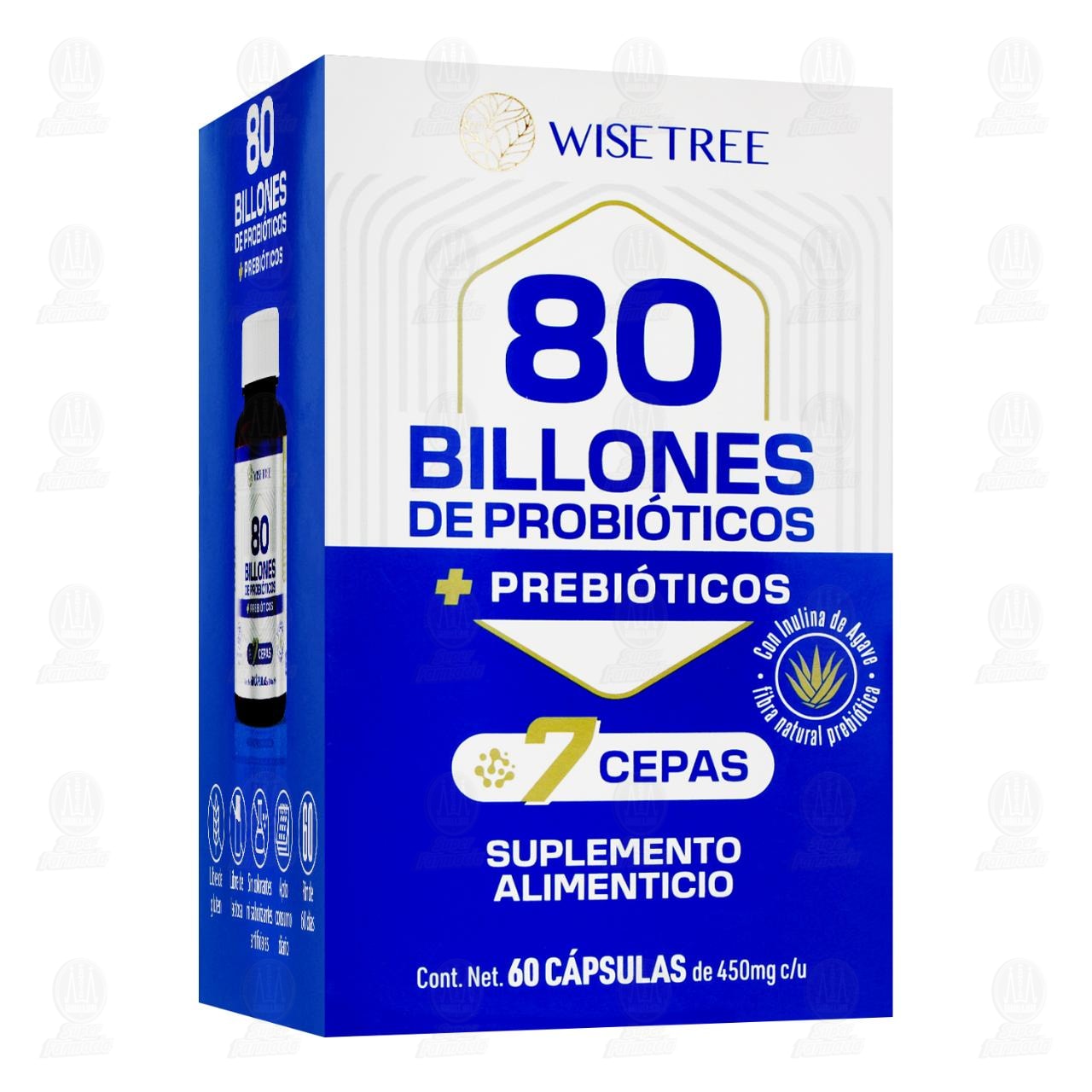 Probi&oacute;ticos + Prebi&oacute;ticos Wise Tree 80 Billones, 60 C&aacute;psulas. image number 0