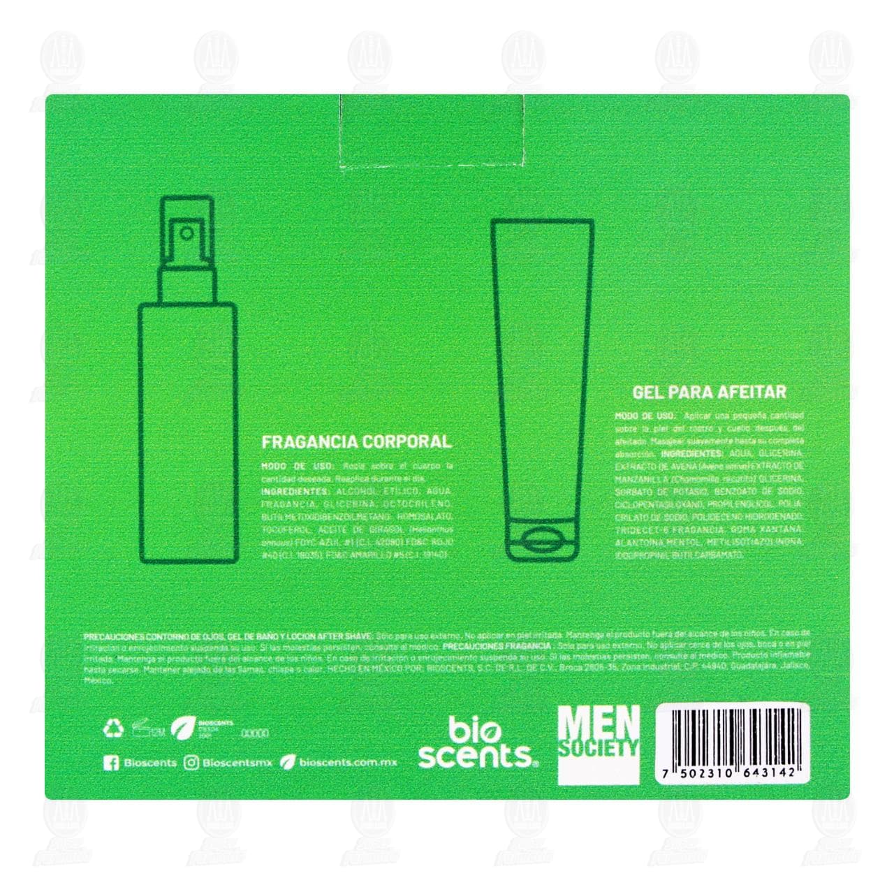 Kit Bioscents Men Society Crack Daily Fragancia Corporal + Gel para Afeitar, 2 pzas. image number 2