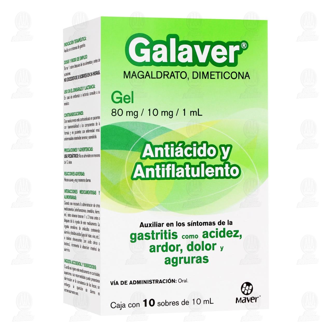 Galaver 80mg/10mg/1ml Gel, 10 Sobres.