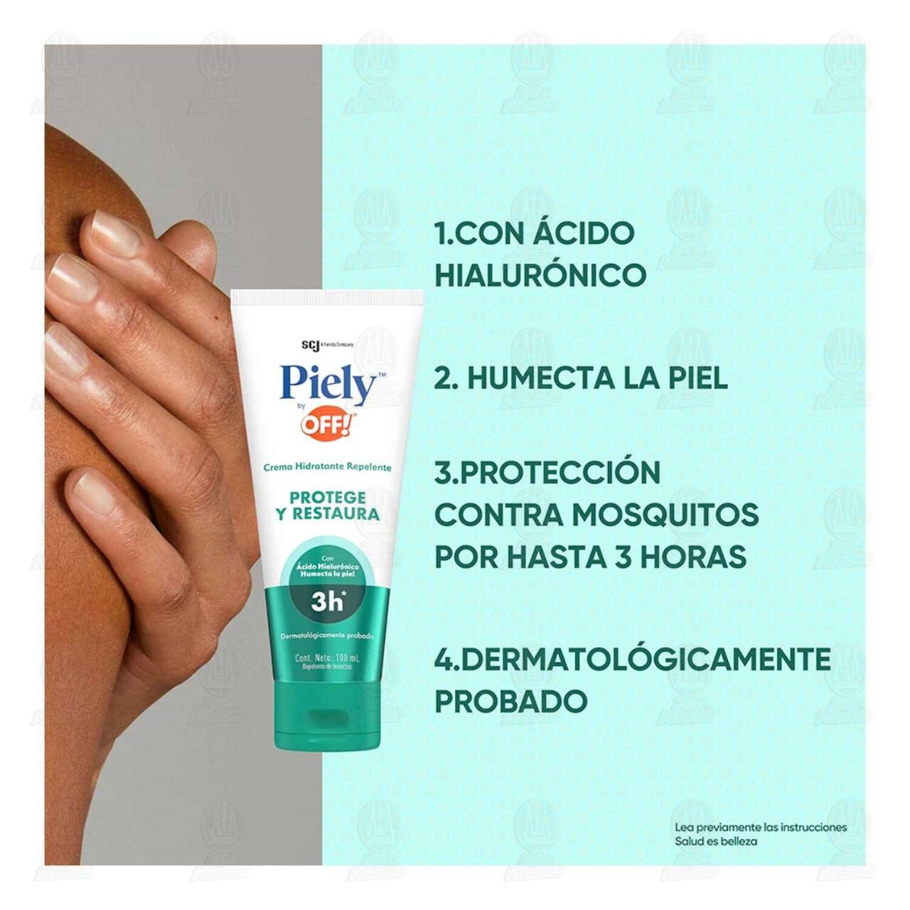 Repelente de Insectos Piely by OFF! Crema Hidratante Protege y Restaura, 100 ml. image number 2