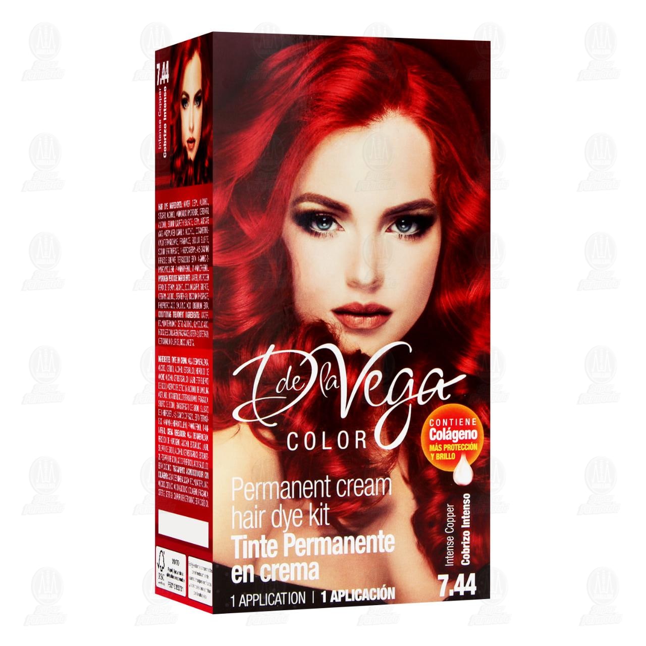 Tinte D de la Vega Color Cobrizo Intenso 7.44, 1 pz.