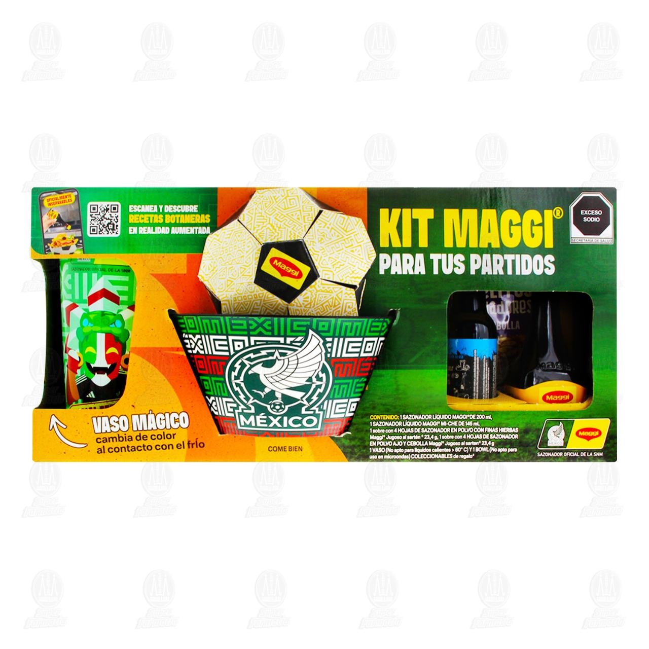 Kit Maggi Para Tus Partidos Sazonadores L&iacute;quidos + Sazonadores en Polvo + Vaso M&aacute;gico + Bowl, 6 pzas. image number 1
