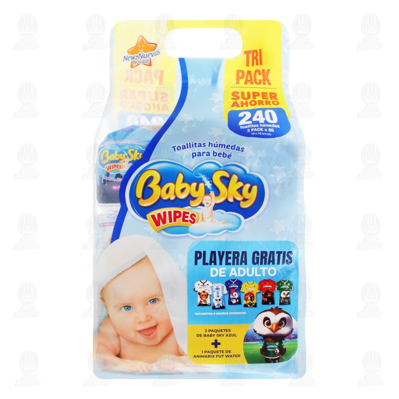 Pack Toallitas H&uacute;medas Baby Sky Wipes para Beb&eacute; Aroma Fresco, 3 paquetes con 80 pzas c/u. image number 1