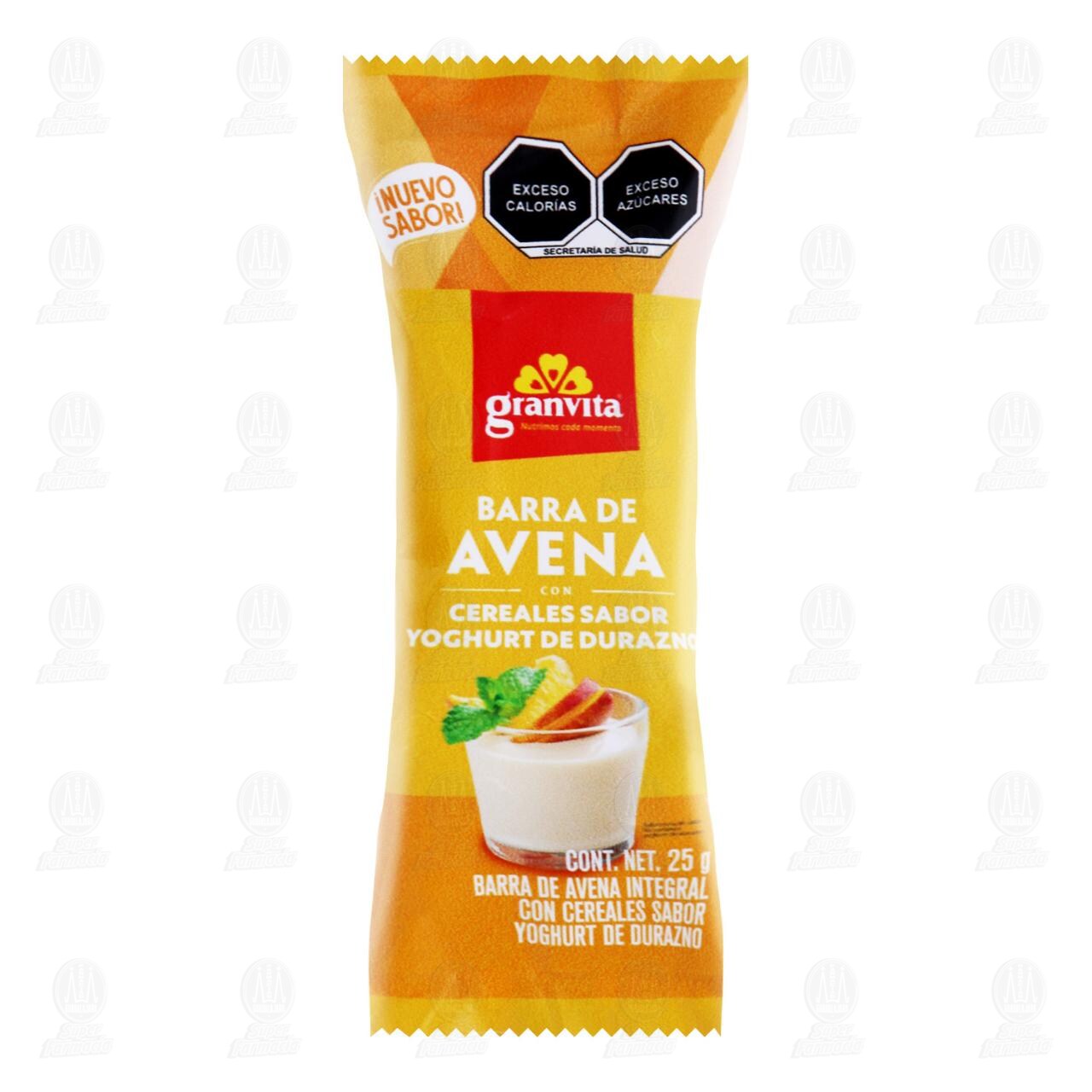 Barra de Avena Granvita con Cereales Sabor Yoghurt de Durazno, 25 gr. image number 0
