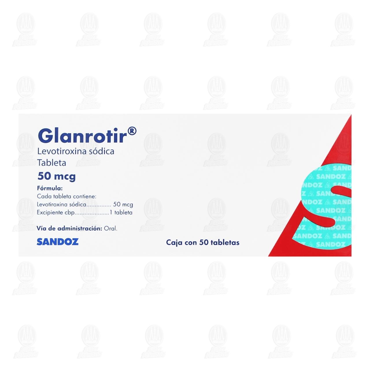 Glanrotir 50 mcg, 50 Tabletas. image number 1