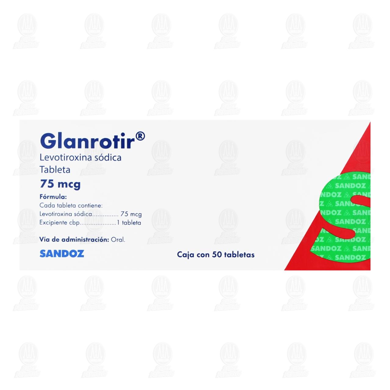 Glanrotir 75 mcg, 50 Tabletas. image number 1