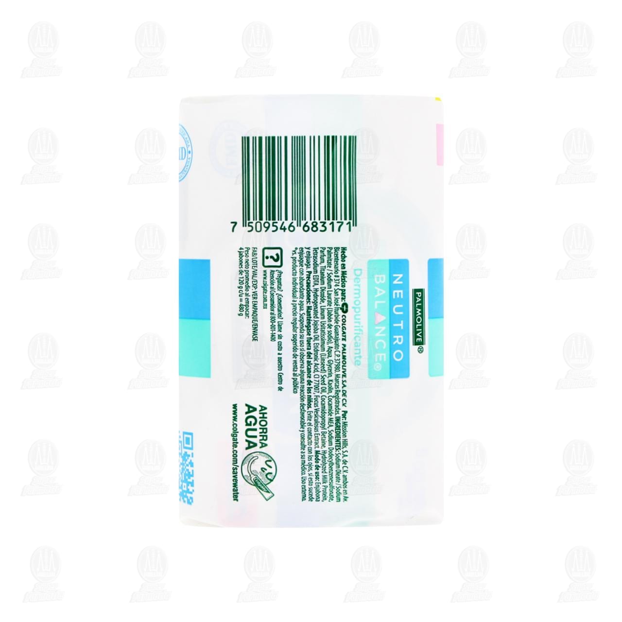 Jab&oacute;n de Tocador Palmolive Neutro Balance Dermopurificante, 4 Barras de 120 gr c/u. image number 4