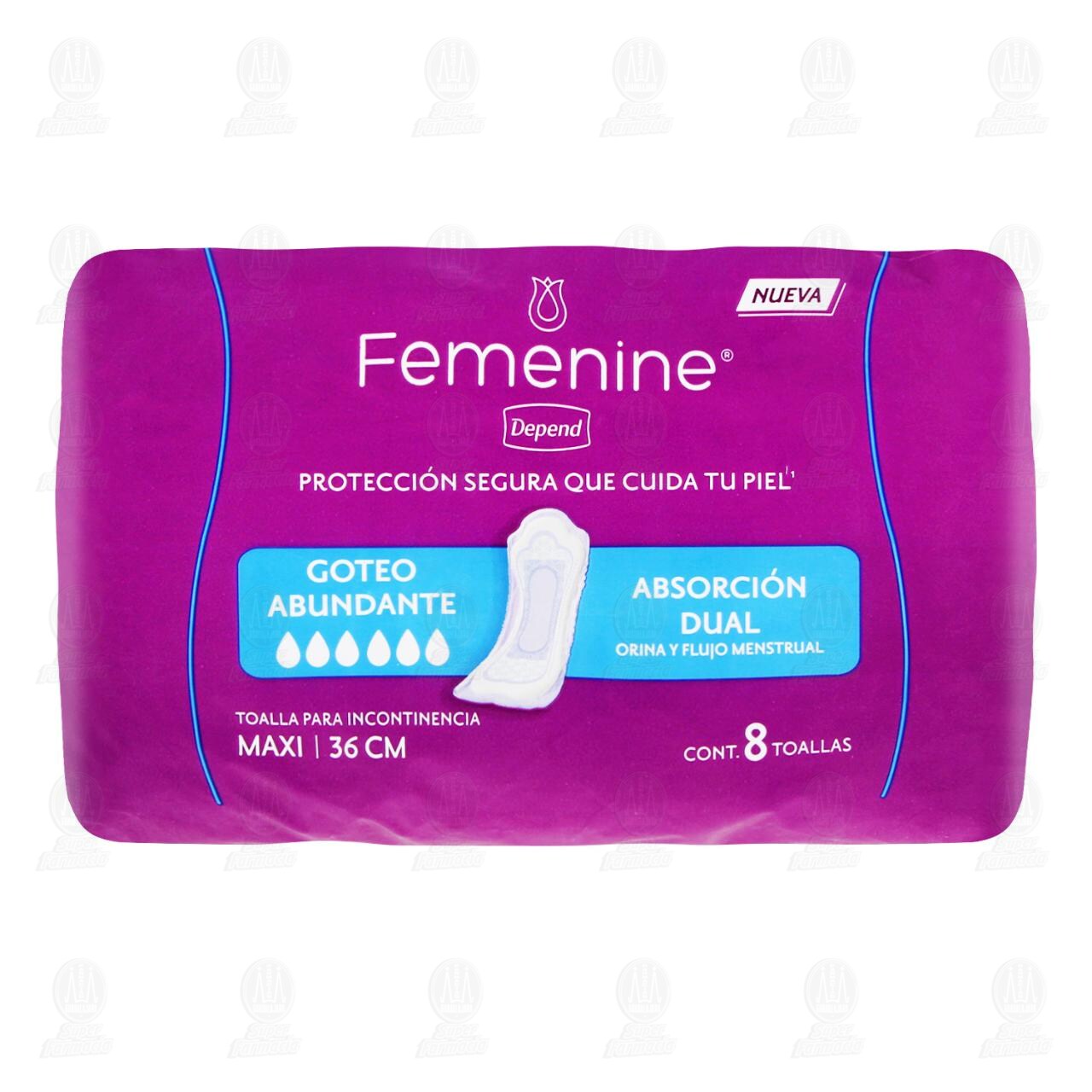Toalla para Incontinencia Femenine Depend Maxi Absorci&oacute;n Dual, 8 pzas. image number 1