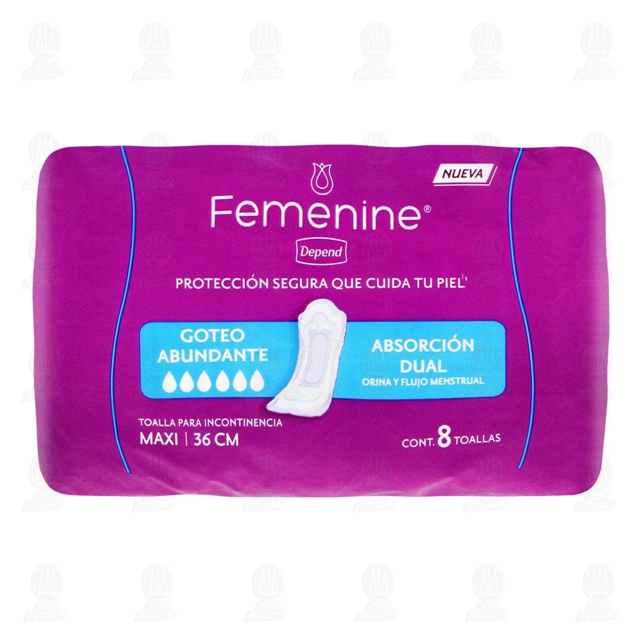 Toalla para Incontinencia Femenine Depend Maxi Absorci&oacute;n Dual, 8 pzas. image number 1