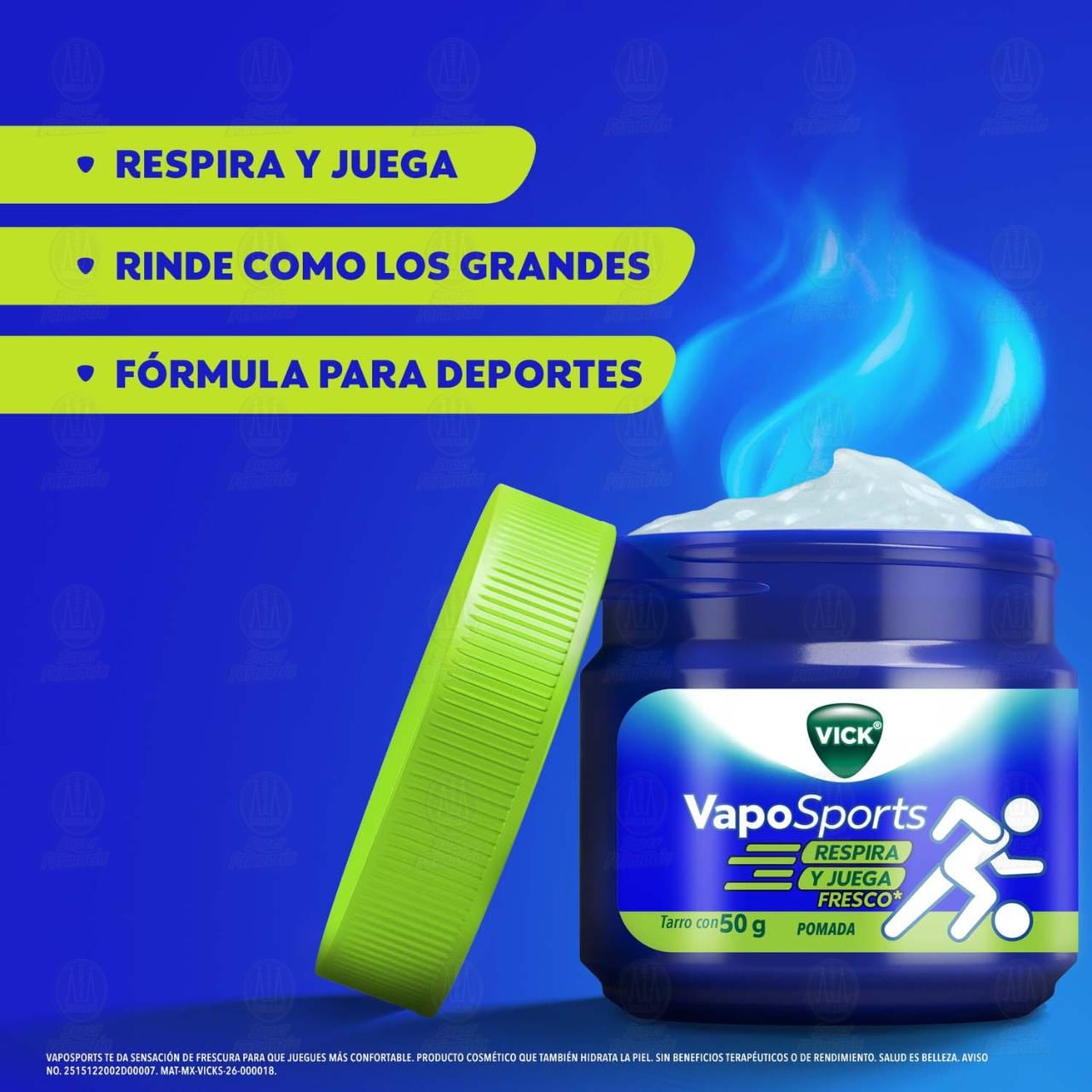 Vick VapoSports Pomada Dise&ntilde;ada para Deportes con Efecto Refrescante, 50 gr. image number 2