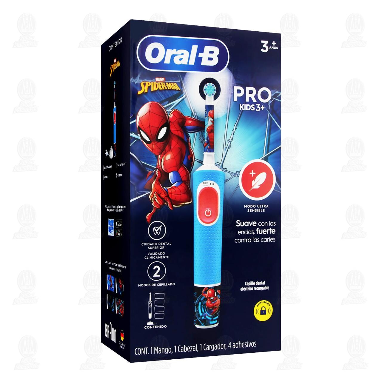 Cepillo Dental El&eacute;ctrico Oral-B Pro Kids 3+ Spider-Man Recargable, 1 pz. image number 0