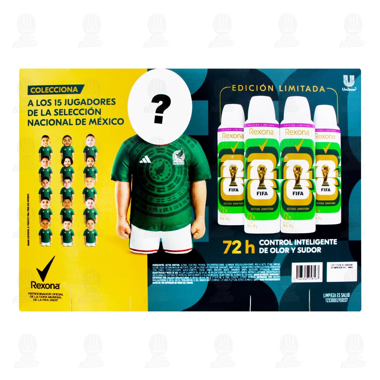 Pack 4 Antitranspirantes Rexona Active Emotion Edici&oacute;n Limitada 150 ml + 1 Peluche Coleccionable, 5 pzas. image number 2