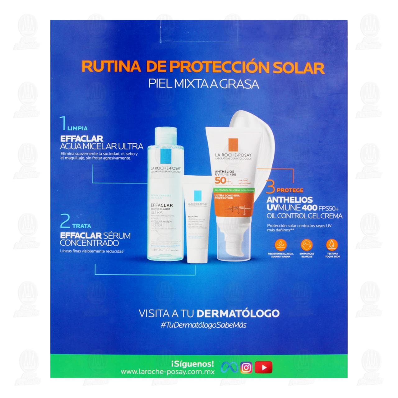 Pack La Roche Posay Anthelios UVMune SPF 50+ 400 Oil Control Gel Crema + 2 Regalos, 3 pzas. image number 2