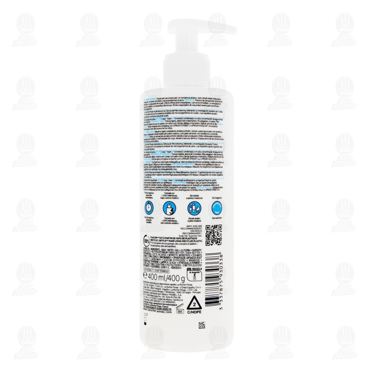 La Roche Posay B&aacute;lsamo Ligero Lipikar AP+M Relipidizante Anti-Irritaci&oacute;n, 400 ml. image number 2