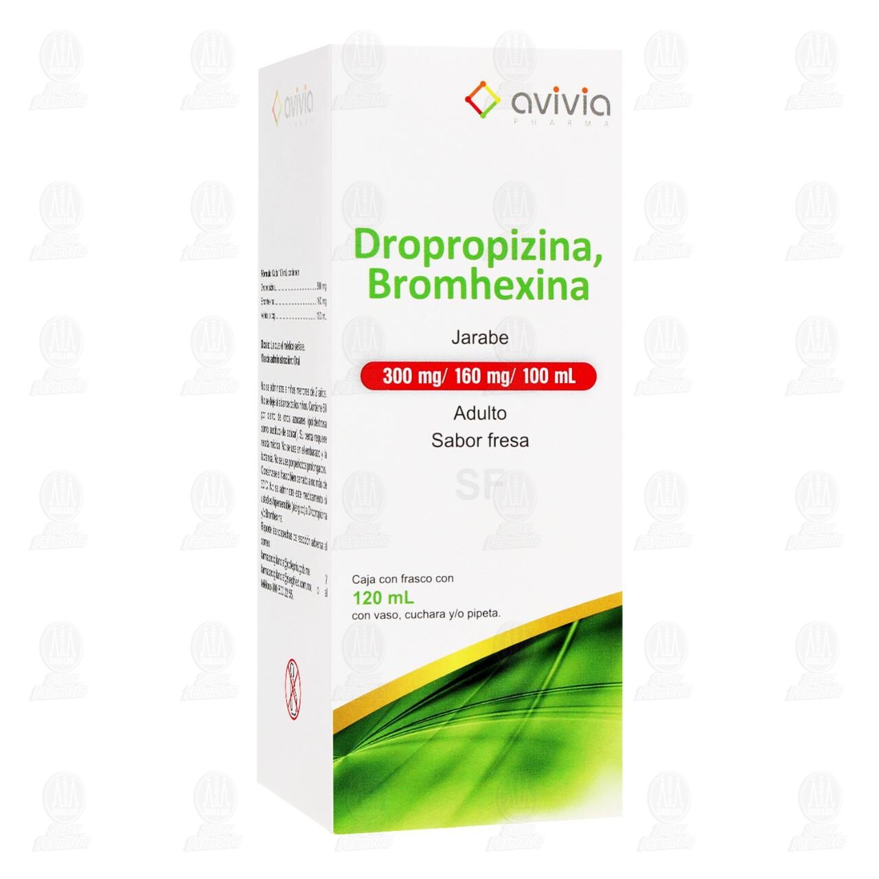 Dropropizina, Bromhexina SF Jarabe Adulto Sabor Fresa 300mg/160mg/100ml, 120 ml. image number 0