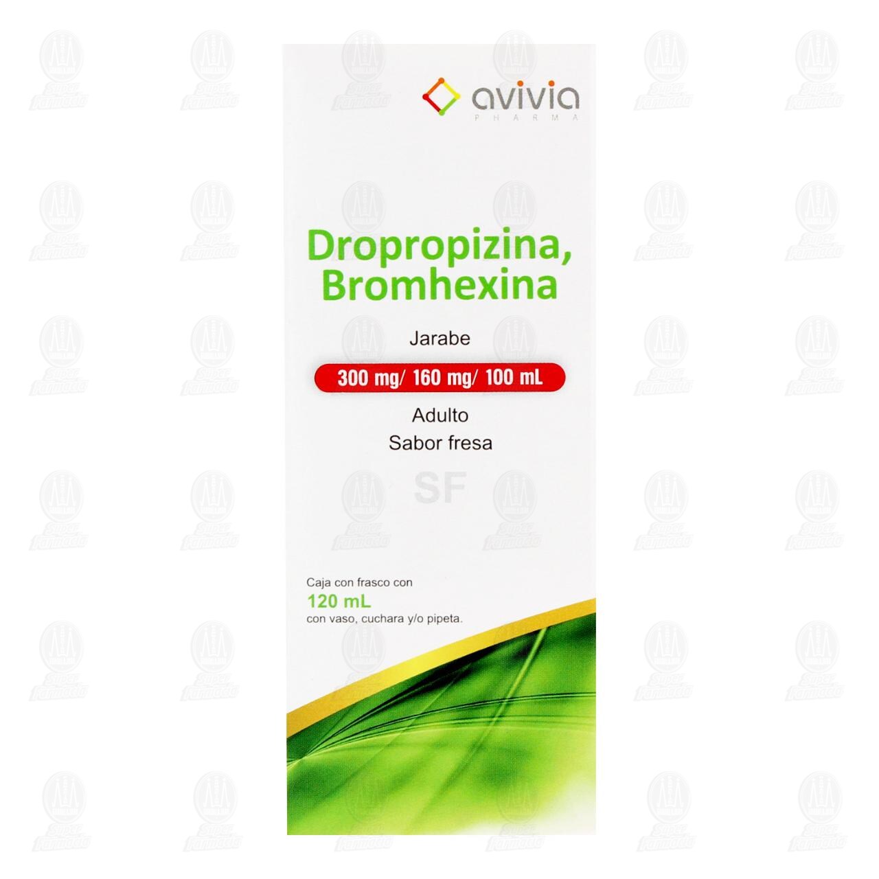 Dropropizina, Bromhexina SF Jarabe Adulto Sabor Fresa 300mg/160mg/100ml, 120 ml. image number 1