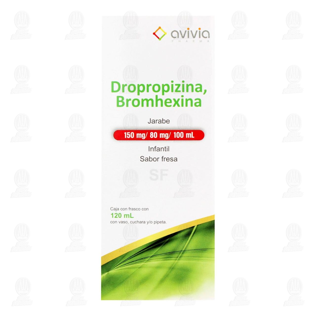 Dropropizina, Bromhexina SF Jarabe Infantil Sabor Fresa 150mg/80mg/100ml, 120 ml. image number 1