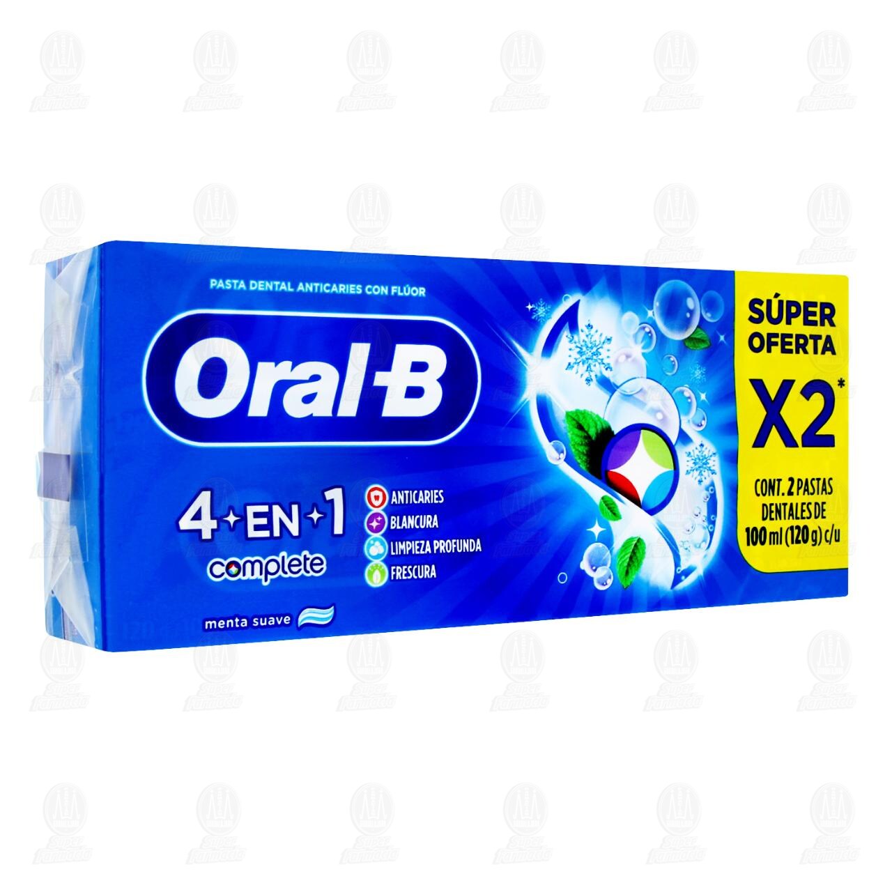 Pack Pasta Dental Oral-B 4 en 1 Complete Menta Suave, 2 pzas 100 ml c/u. image number 0