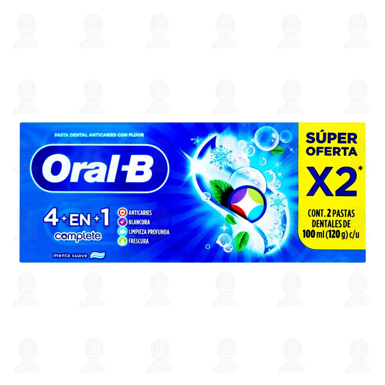 Pack Pasta Dental Oral-B 4 en 1 Complete Menta Suave, 2 pzas 100 ml c/u. image number 1