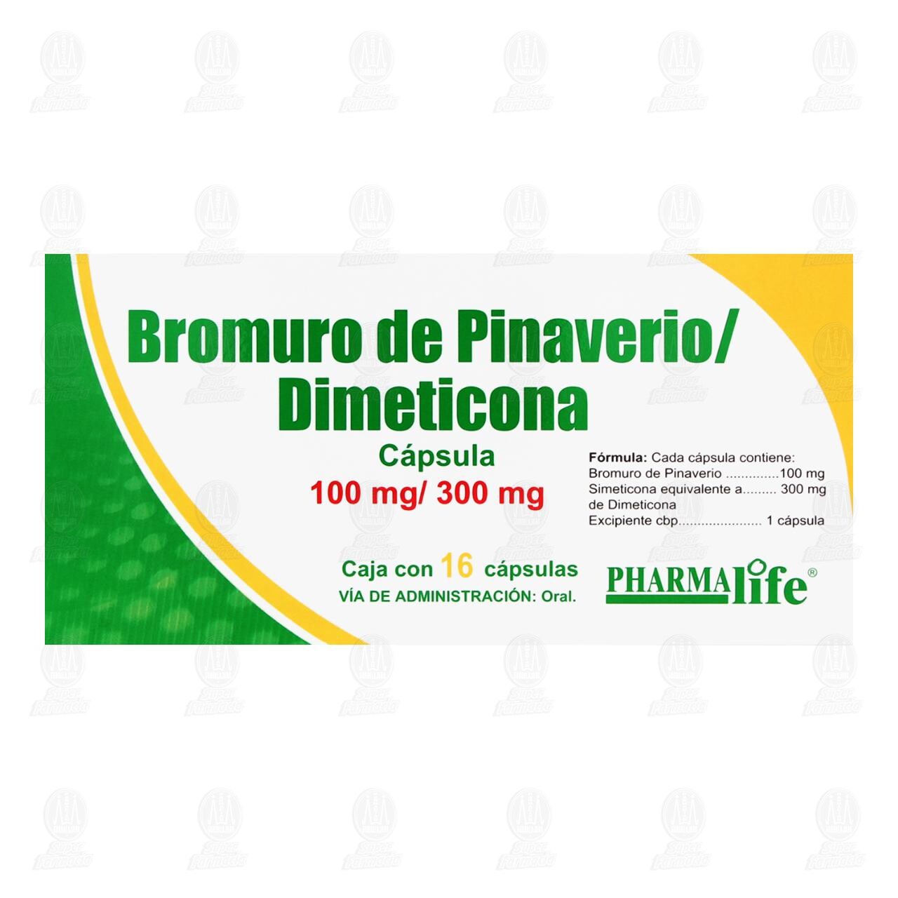Bromuro de Pinaverio, Dimeticona 100mg/300mg, 16 C&aacute;psulas Pharmalife. image number 2