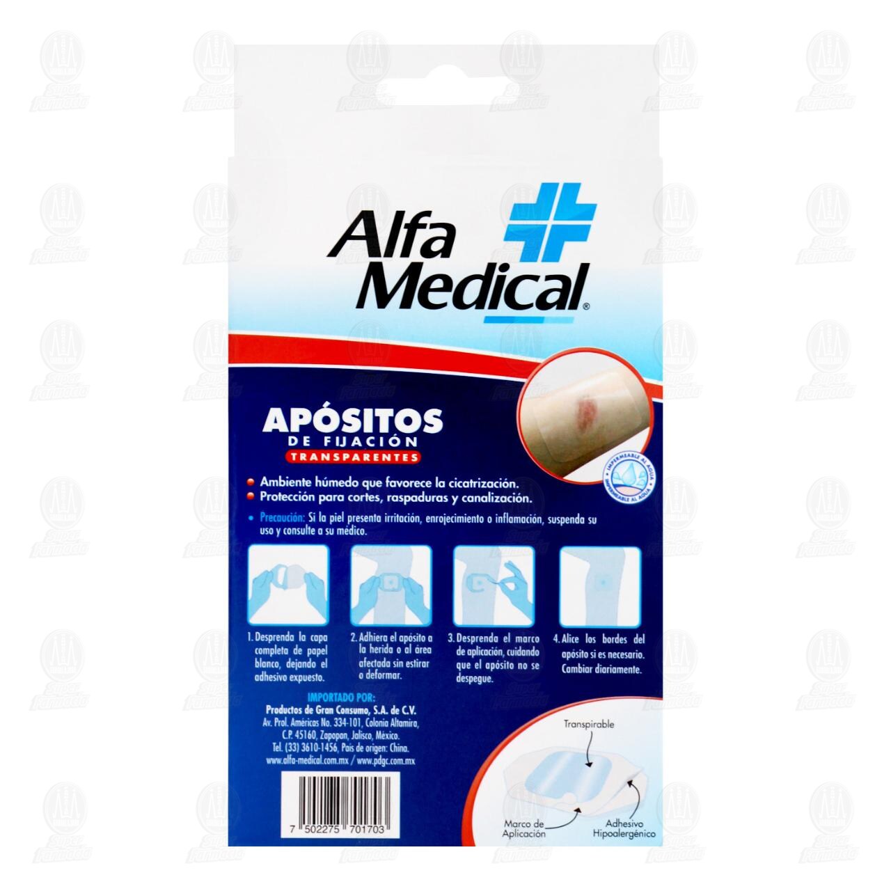 Ap&oacute;sitos de Fijaci&oacute;n Alfa Medical Transparentes 6 cm x 7 cm, 5 pzas. image number 1