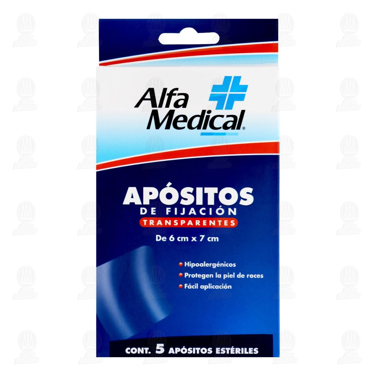 Ap&oacute;sitos de Fijaci&oacute;n Alfa Medical Transparentes 6 cm x 7 cm, 5 pzas.