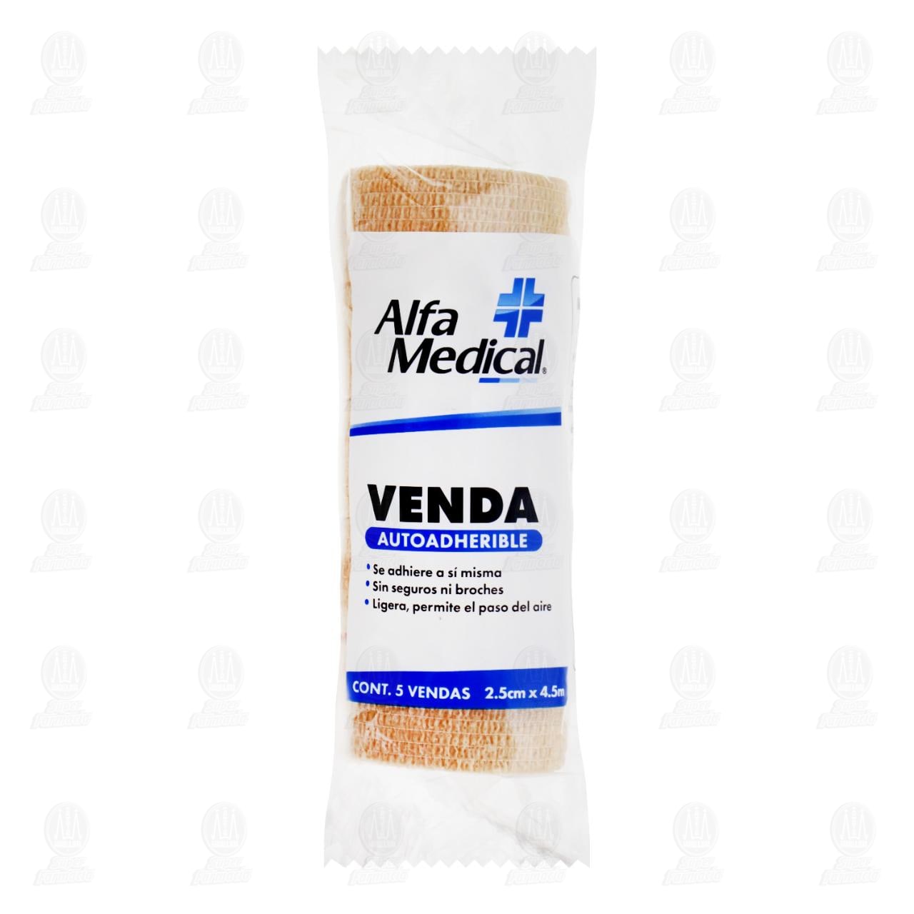 Venda Autoadherible Alfa Medical 2.5 cm x 4.5 m, 5 pzas.