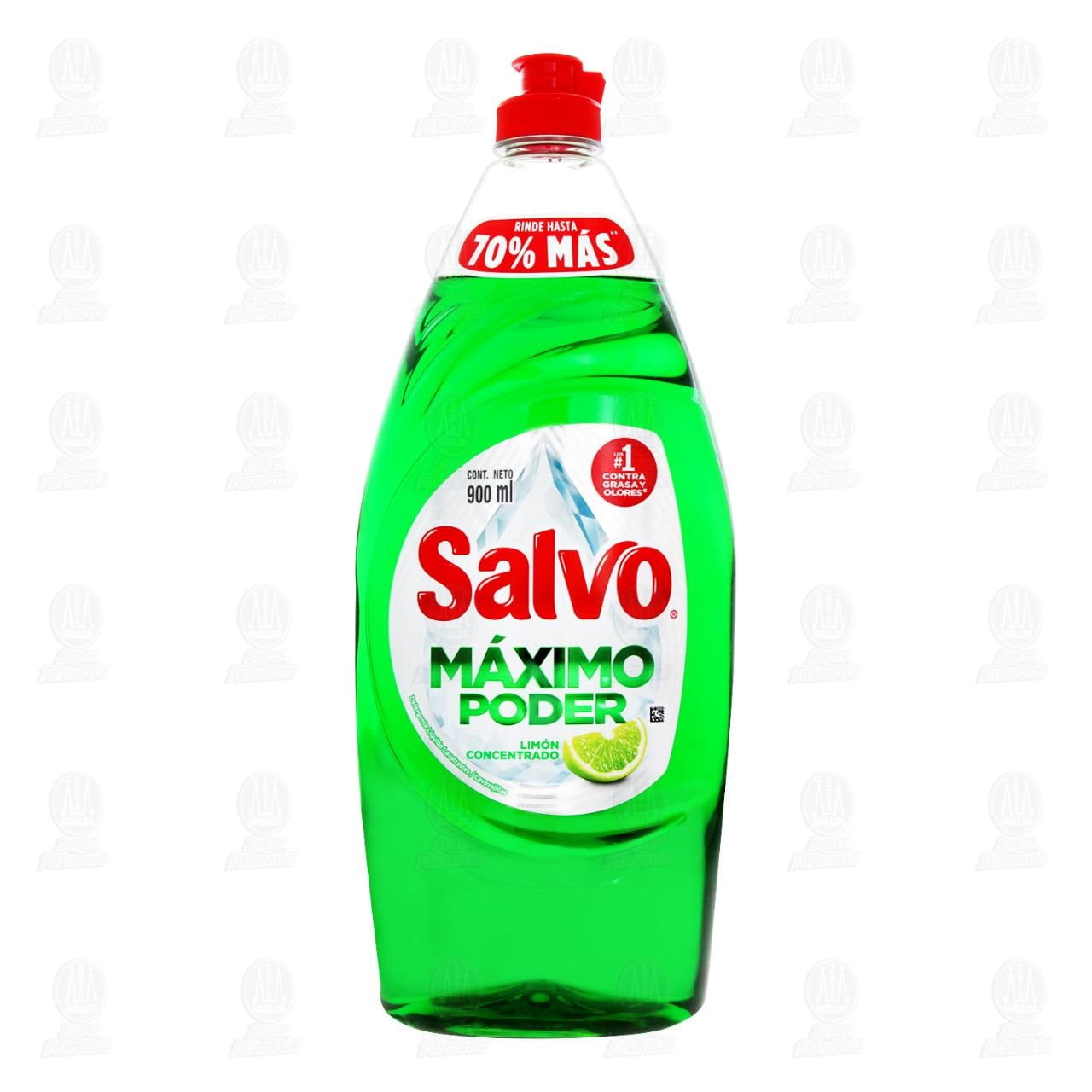 Lavatrastes L&iacute;quido Salvo M&aacute;ximo Poder Lim&oacute;n Concentrado, 900 ml. image number 1