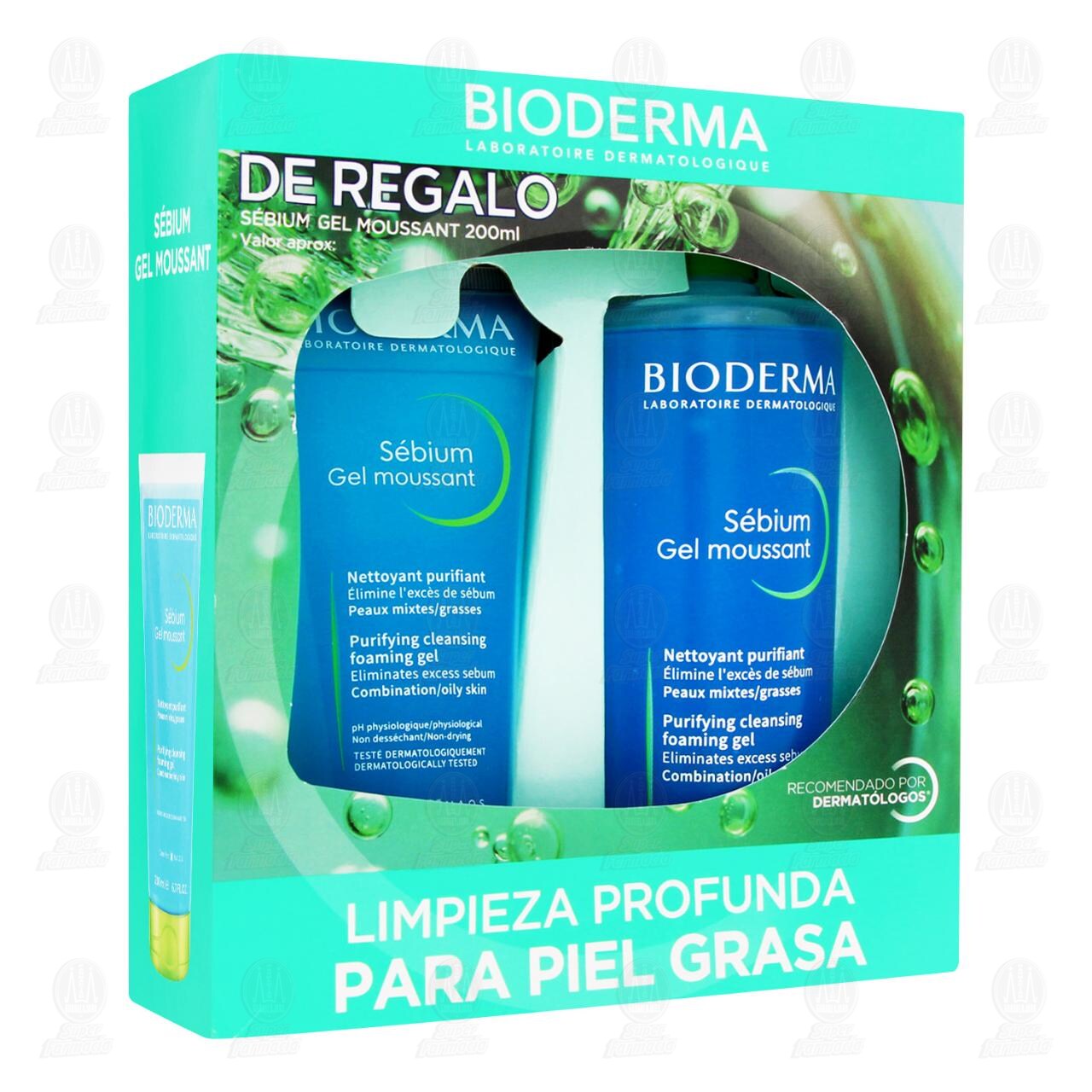 Pack Bioderma S&eacute;bium Gel Moussant 500 ml + 200 ml, 2 pzas.