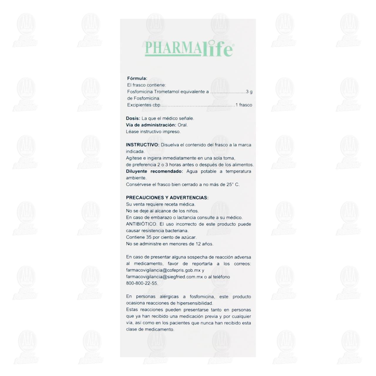 Fosfomicina Soluci&oacute;n en Polvo 3 gr, 1 Frasco Pharmalife. image number 2