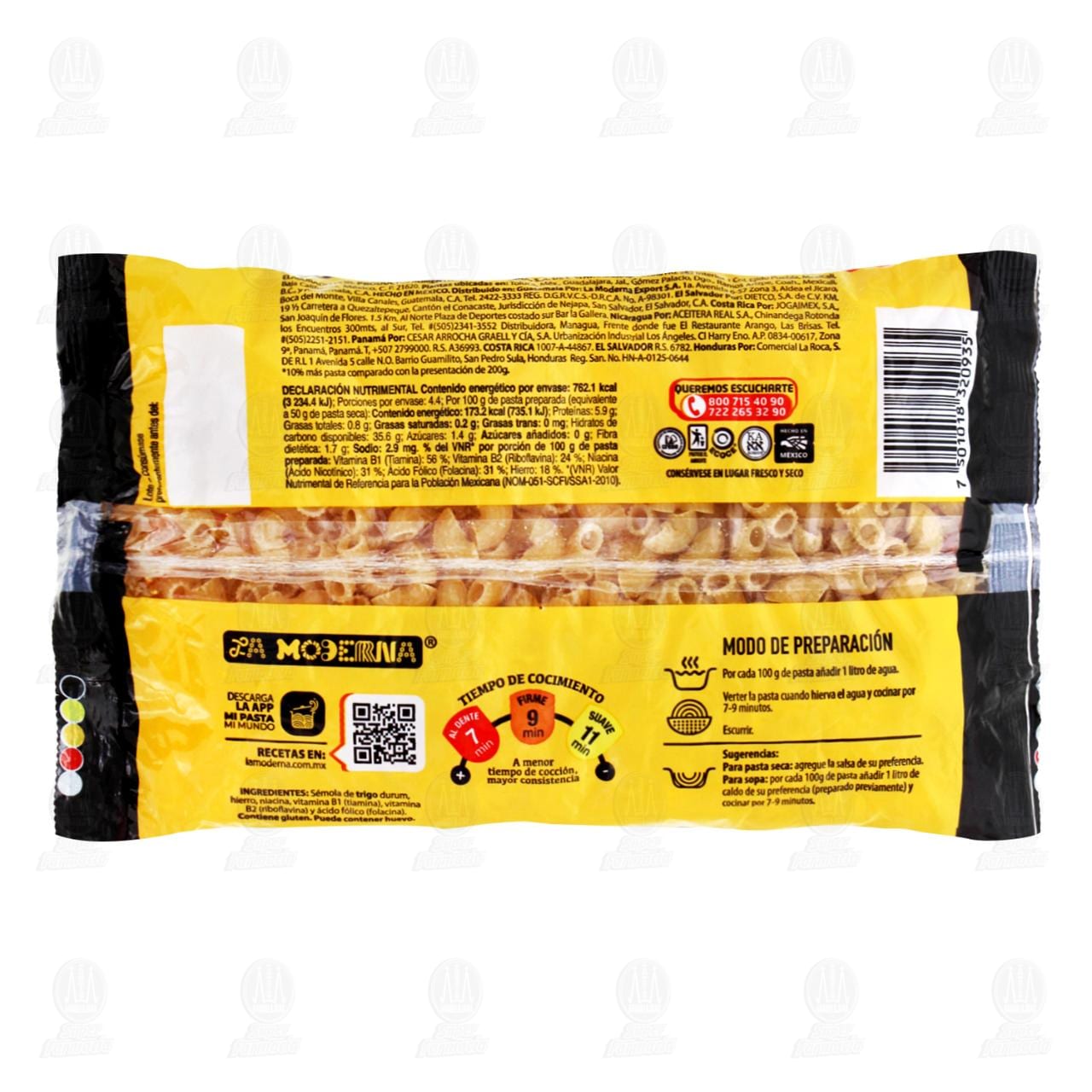 Pasta de S&eacute;mola de Trigo Durum La Moderna Codo 3, 220 gr. image number 1