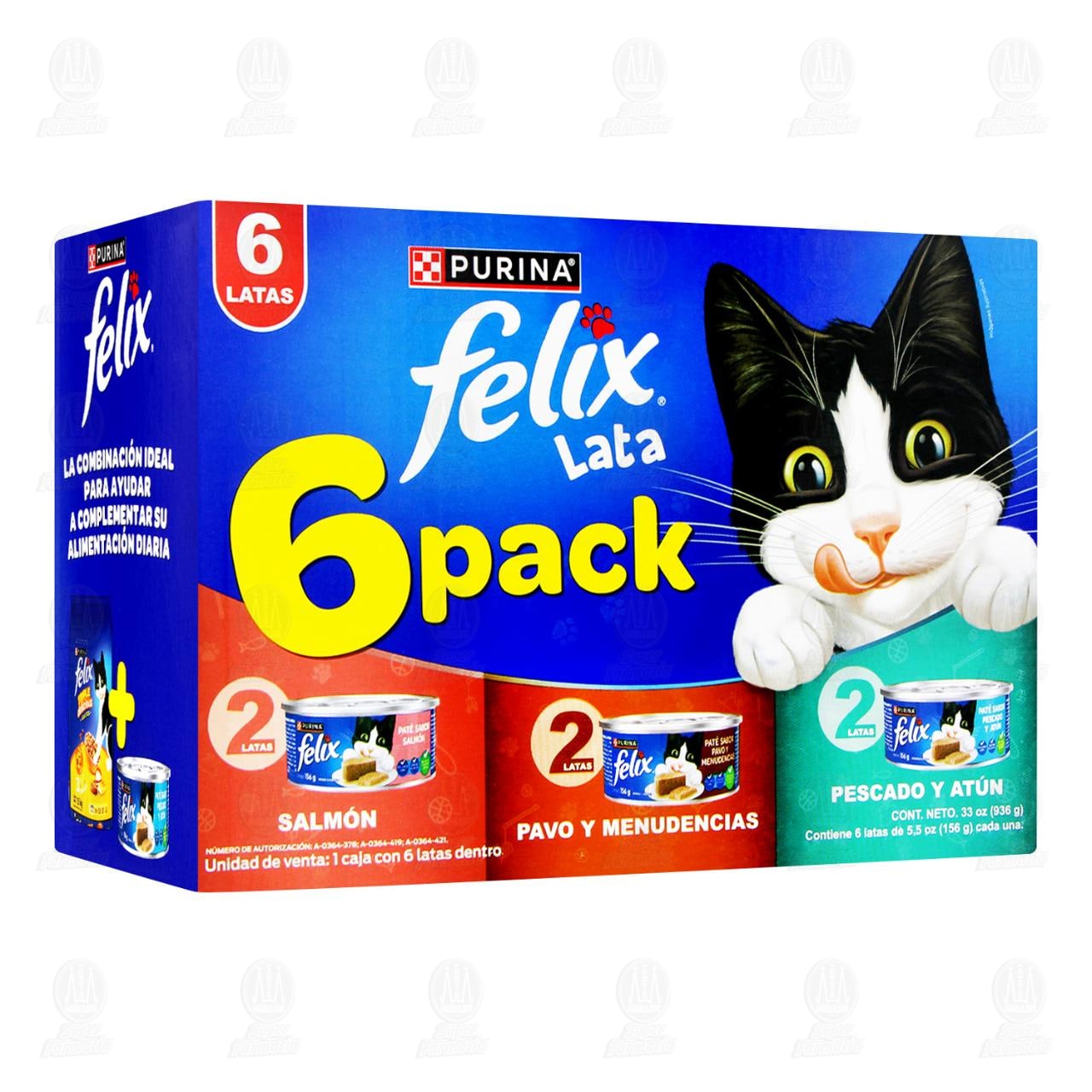 Pack de Alimento H&uacute;medo para Gato Purina Felix Pat&eacute; Surtido, 6 pzas.