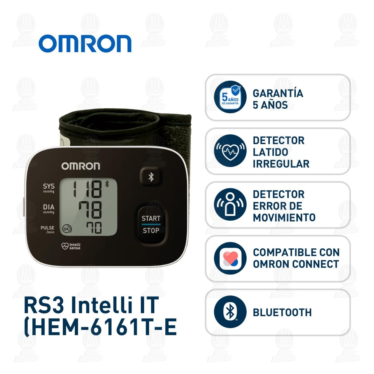 Monitor de Presi&oacute;n Arterial Omron Autom&aacute;tico de Mu&ntilde;eca RS3 Intelli IT, 1 pz. image number 4