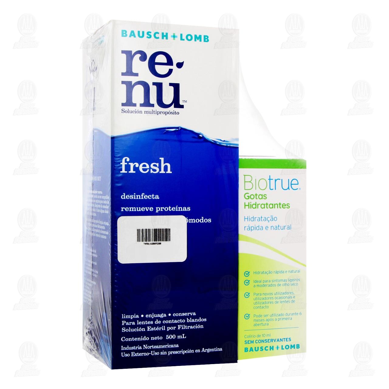 Pack Soluci&oacute;n Renu Fresh 500 ml + Renu Fresh 60 ml + Gotas Biotrue Hidratantes 10 ml, 3 pzas. image number 0