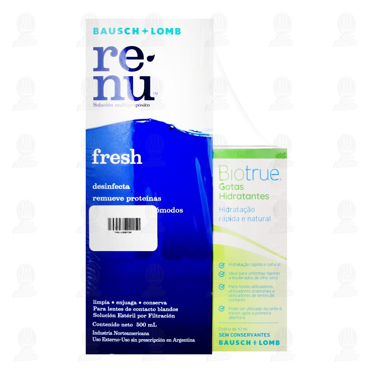 Pack Soluci&oacute;n Renu Fresh 500 ml + Renu Fresh 60 ml + Gotas Biotrue Hidratantes 10 ml, 3 pzas. image number 1