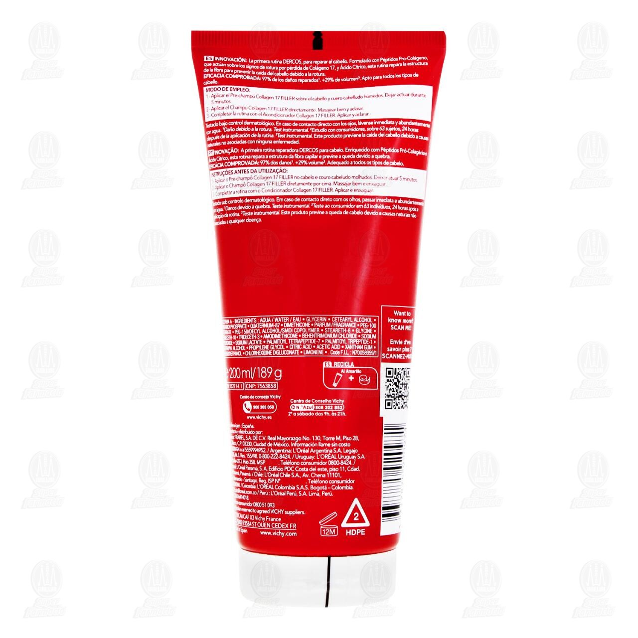 Vichy Dercos Technique Collagen 17 Filler Acondicionador Reparador, 200 ml. image number 1