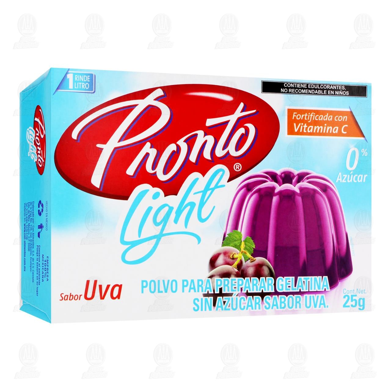 Polvo para Preparar Gelatina Pronto Light Sabor Uva, 25 gr.