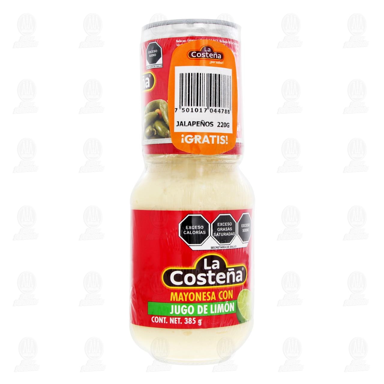 Pack Mayonesa La Coste&ntilde;a con Jugo de Lim&oacute;n 385 gr + Jalape&ntilde;os Enteros La Coste&ntilde;a 220 gr, 2 pzas.