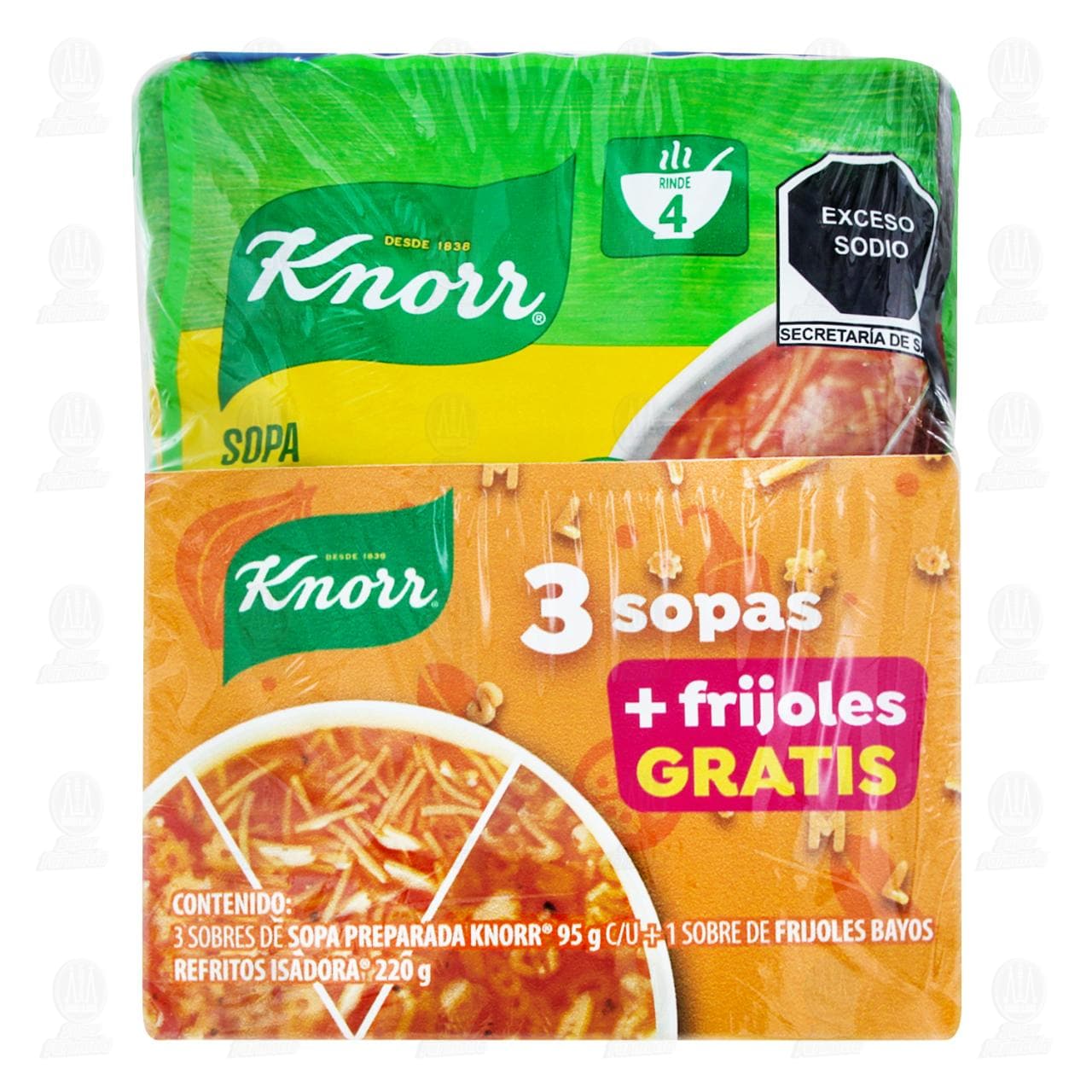 Pack Sopa Knorr 3 Sobres + Frijoles Gratis Isadora, 4 pzas. image number 1