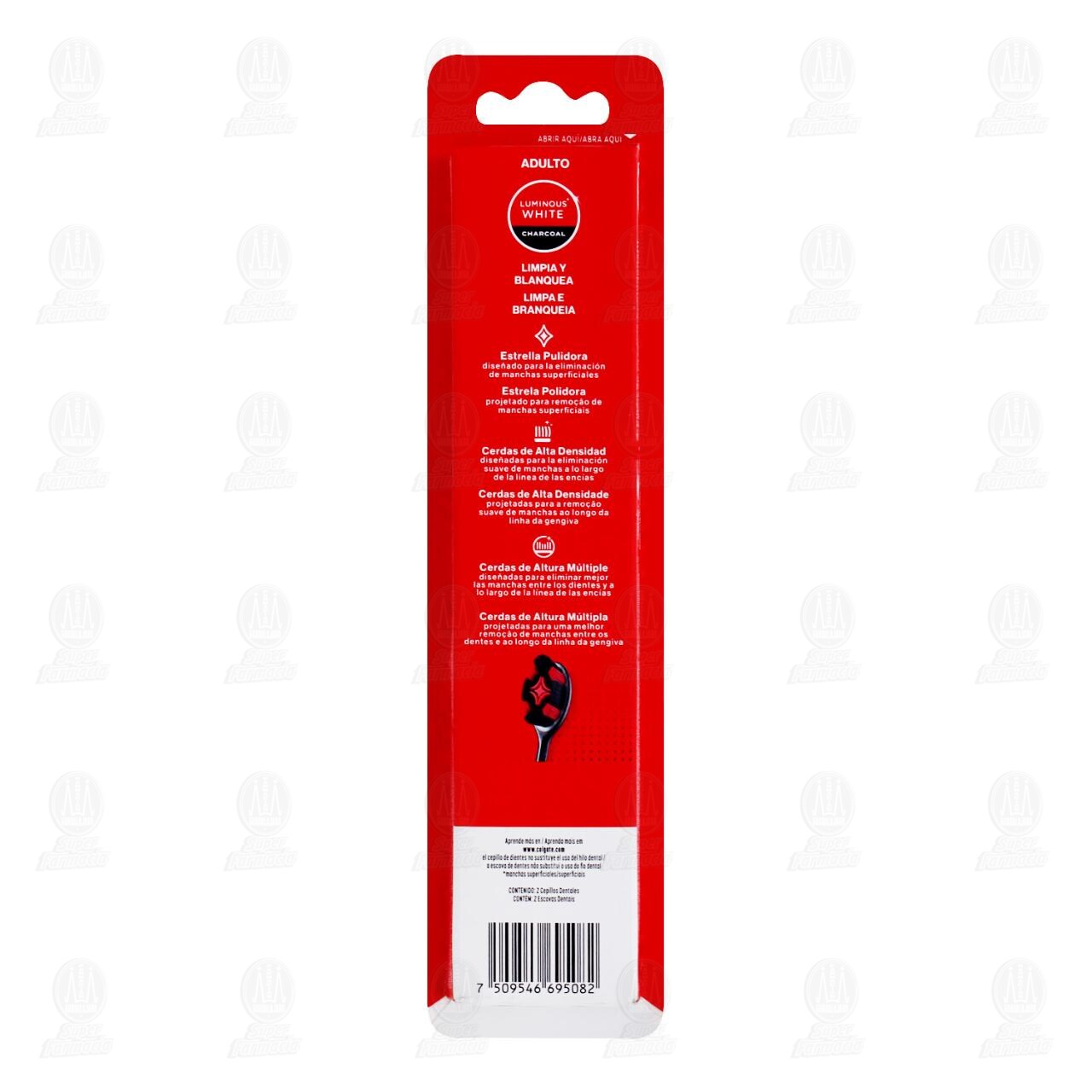 Cepillo Dental Colgate Luminous White Charcoal Suave, 2 pzas. image number 1