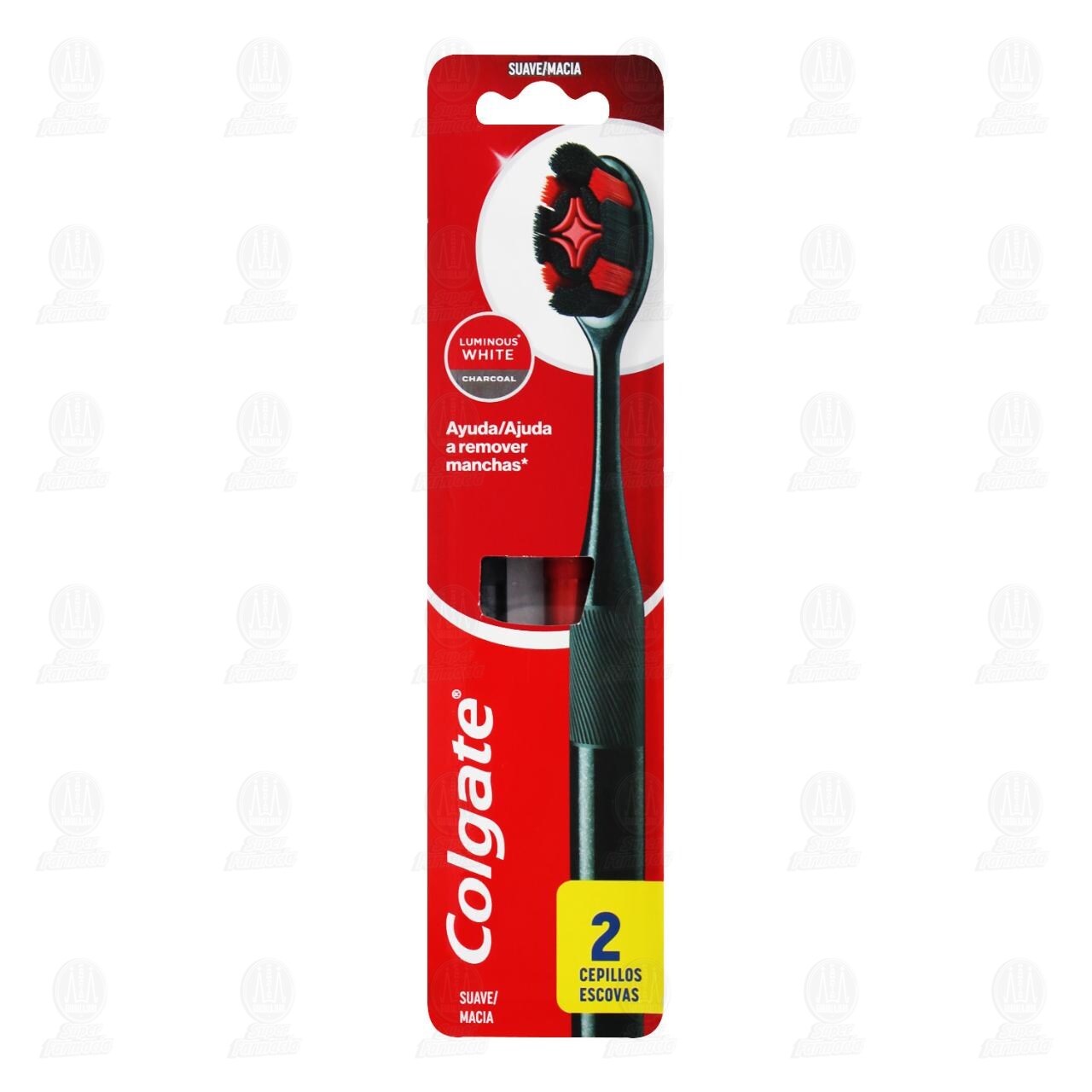 Cepillo Dental Colgate Luminous White Charcoal Suave, 2 pzas.