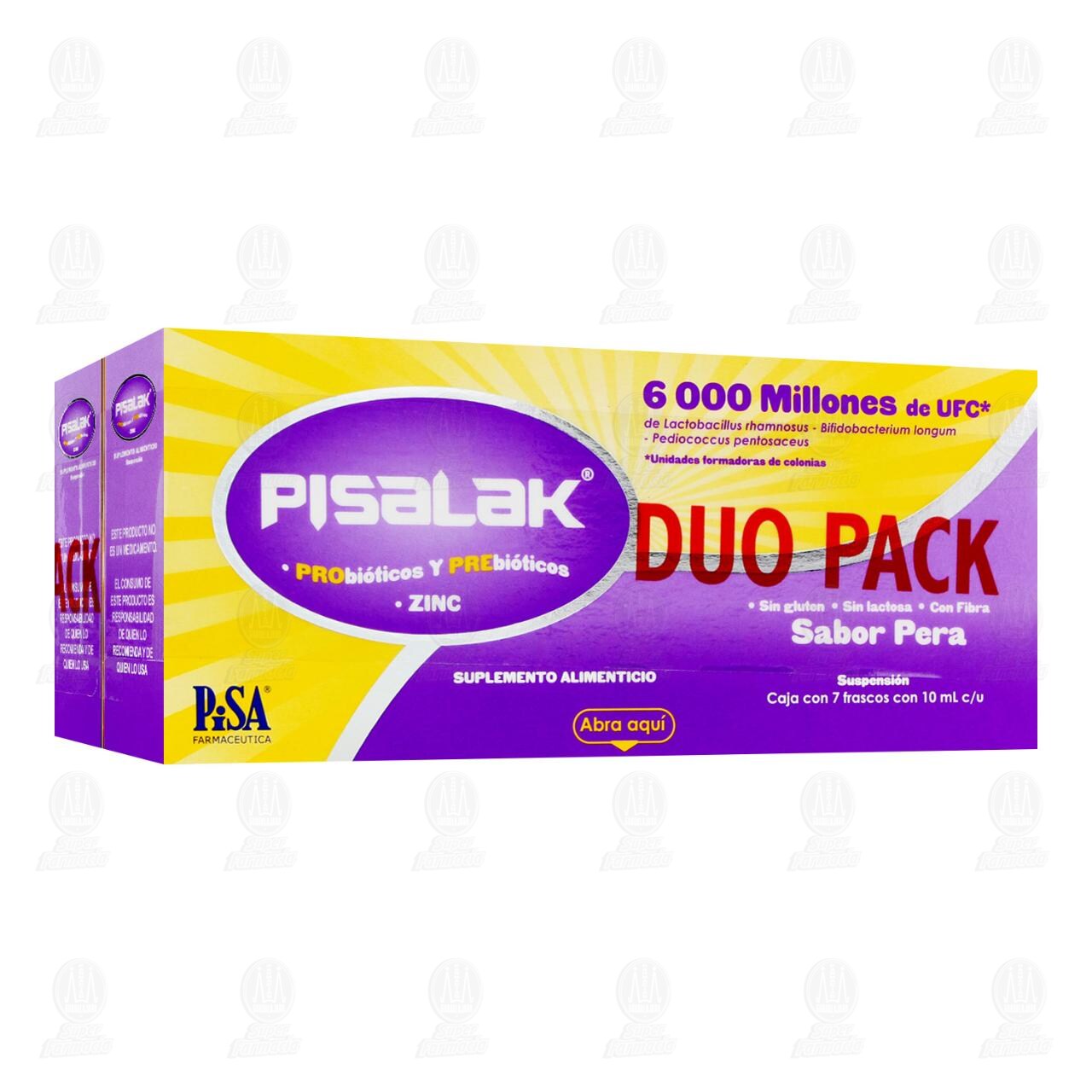 Pack Pisalak 6 Billones Sabor Pera, 2 Cajas de 7 Frascos c/u.