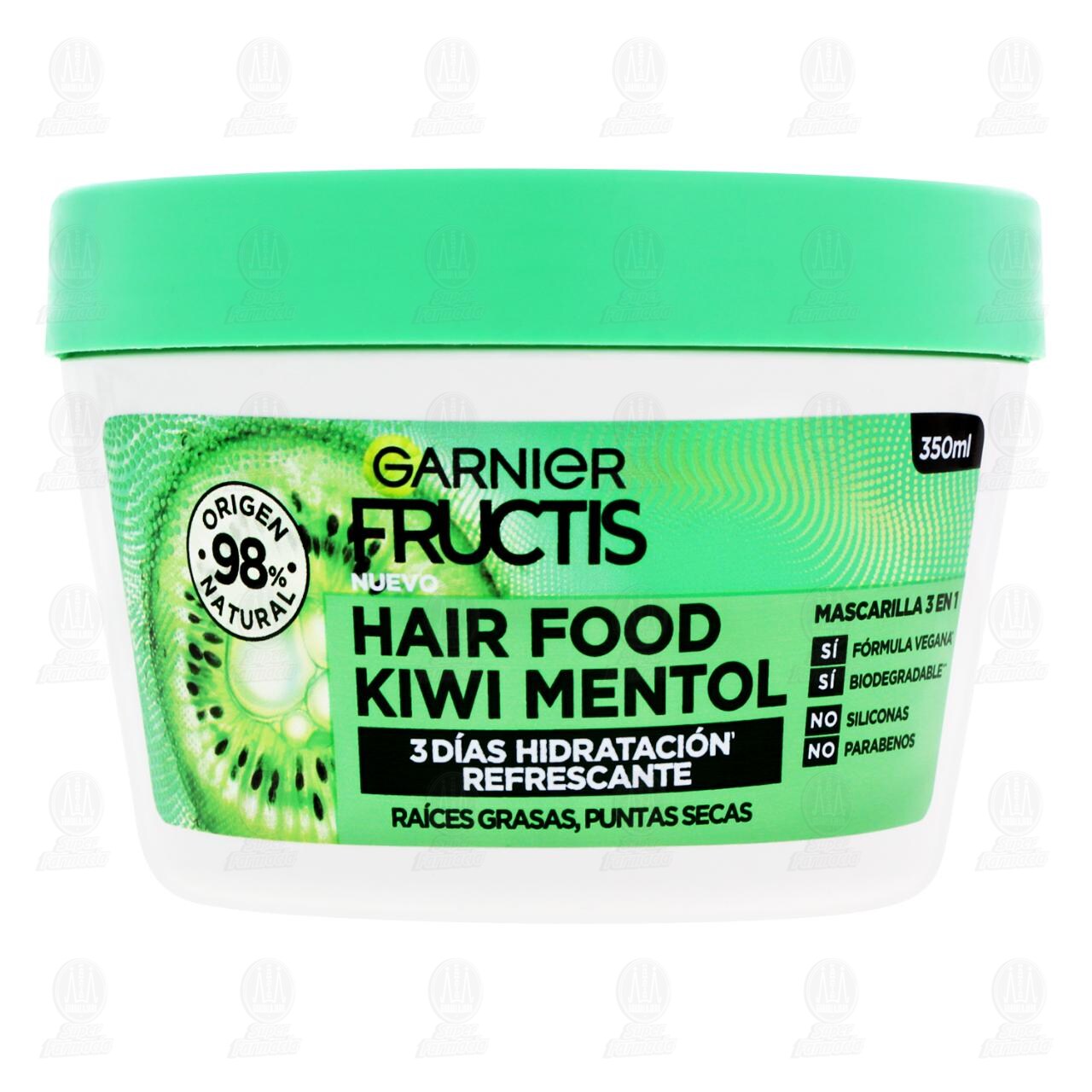 Mascarilla para el Cabello Garnier Fructis 3 en 1 Hair Food Kiwi Mentol, 350 ml. image number 1
