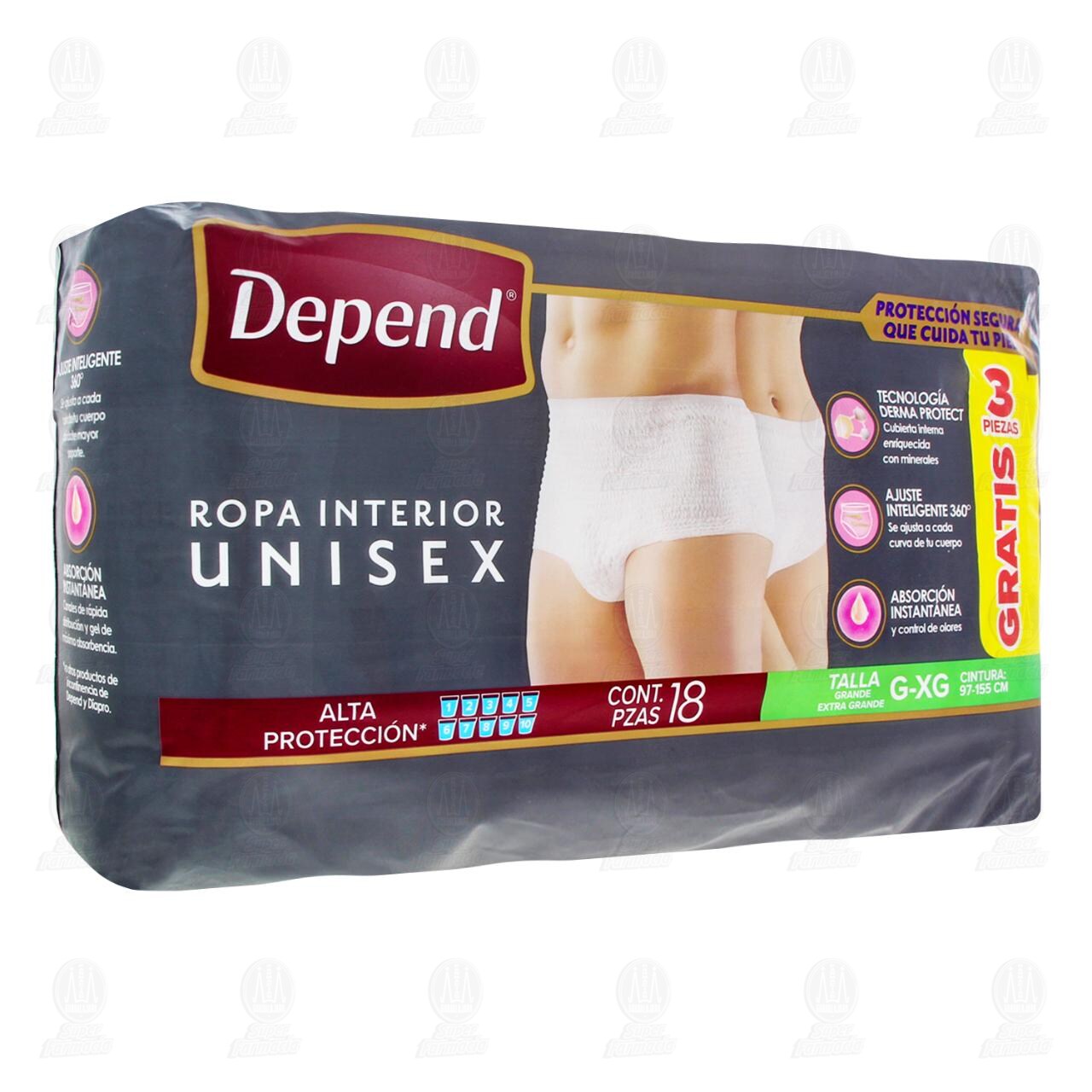 Ropa Interior Depend Unisex Talla G-XG, 18 pzas. image number 0