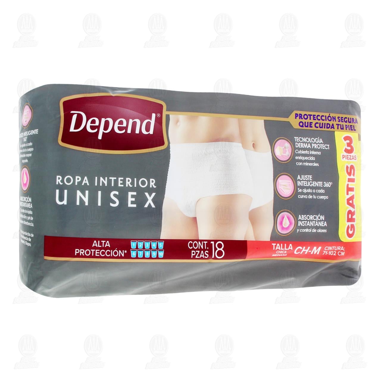 Ropa Interior Depend Unisex Talla CH-M, 18 pzas.